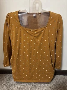 Old Navy Maternity Shirt Mustard Gold Color With Polka Dots XL - Picture 1 of 6