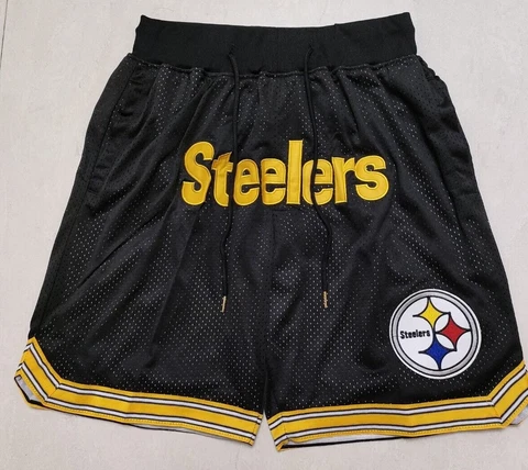 Pittsburgh Steelers Summer City Football Retro Black Shorts Brand New Stitched Cover