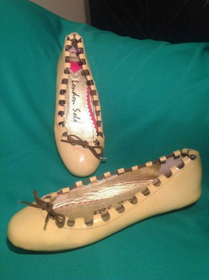LONDON SOLE SZ 6M 37 TAN  LEATHER BEIGE BALLET FLATS SHOES CREPE SOLES MRSP $296 - Image 1 of 4