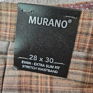 $89 NWT Murano Evan Extra Slim Fit Pants Men 28x30 Flat Front Tapered Gray Plaid - Picture 1 of 13