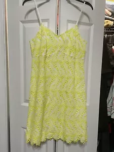 NWT Crown & Ivy Embroidered Spaghetti Strap Cocktail Dress Yellow Sz 10 - Picture 1 of 11