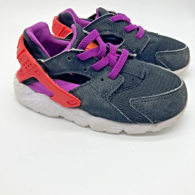 Nike Air Huarache Baby малышей ясельного возраста мальчика девочки 704952 001 размер США 8C черный фиолетовый розовый - Изображение 1 из 4