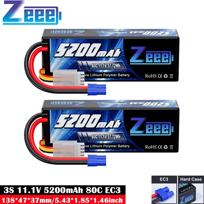 2x Zeee 11,1V 3S LiPo Akku Batterie 5200mAh 80C EC3 für RC Auto Flugzeug Hobby - Bild 1 von 4