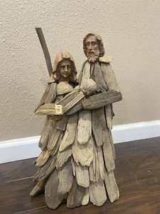 Treibholz Heilige Familie Weihnachten Statue 17 1/2" hoch Krippe rustikal Maria Jesus - Bild 1 von 11