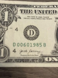 Birthday Note June 1 1985 Fancy Serial Number (006011985) 2017A $1 Dollar Bill - Picture 1 of 6