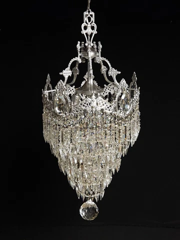 ANTIQUE 1920 Silver Art Deco Restored Wedding Cake Chandelier ~ Pair Available Cover