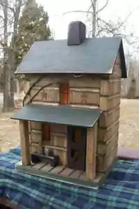 Log Cabin , Rustic Birdhouse , Farmhouse , Lodge , Primitive , Primitive Decor - Picture 1 of 1