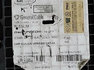General Cable 7141819 23/4P GenSPEED 10 UTP Cat6A 10GX 10G Plenum Blue /50ft - Picture 1 of 12