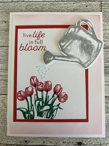 Any occasion Card Set Of 4 Completed Cards Stampin Up Poppy Parade Tulips Flower - Picture 1 of 4