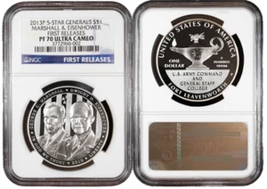 2013-P Proof $1 Silver Five Star General NGC PF70UC First Releases - Picture 1 of 1