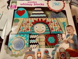 RARE Wooden Whimsy Blocks Mix 'n Max Toy 2010 Alex Jr. Brand New - Picture 1 of 2