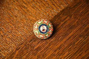 Vintage Italian Pin Round Brooch Glass Millefiori Millifiori Mosaic Floral Micro - Picture 1 of 2