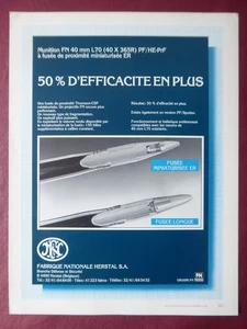 5/1987 PUB FN HERSTAL MUNITION 40 MM L70 FUSEE PROXIMITE THOMSON-CSF FRENCH AD - Imagen 1 de 1