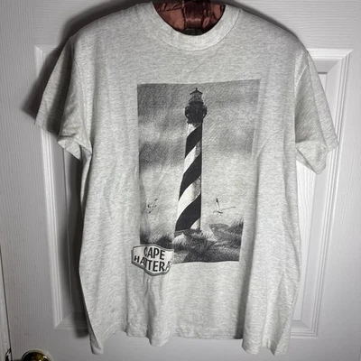 Винтажная футболка Cape Hatteras Lighthouse Collegiate Pacific размер M США 80-е одинарный стит - Изображение 1 из 4