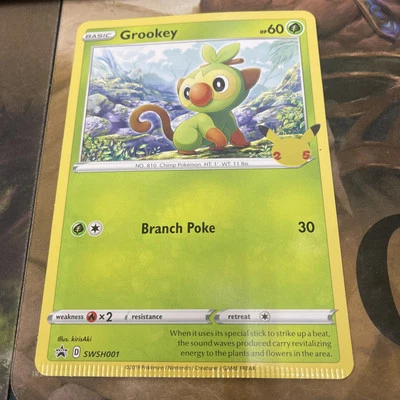 Pokemon Jumbo Grookey Oversized Card 25th Anniversary Crimped Misprint Rare - Image 1 of 4