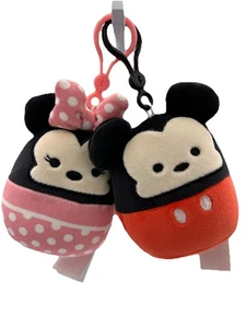 Squishmallows Mickey & Minnie Mouse Disney 4.5” Plush Purse Charms 2 piece set - Picture 1 of 6