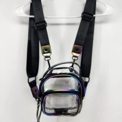 Mini Mochila Bandolera Steve Madden NYC Convertible Transparente/Negro Foto 1 de 4