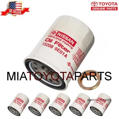 6 Pk Genuine Nissan Engine Oil Filter 15208-9E01A Drain Plug Washer 11026-JA00A - Image 1 of 4
