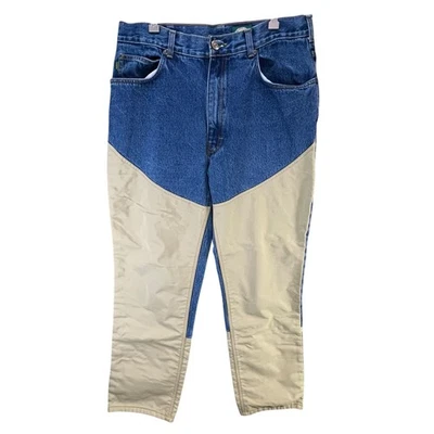 Cabelas Roughneck Upland Jeans Mens 38x32 Blue Beige Brush Pants Hunting Outdoor - Image 1 of 4