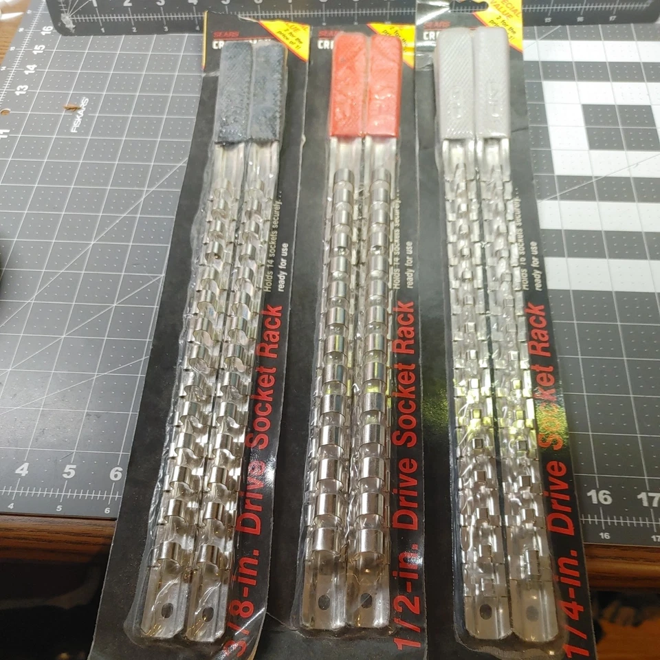 Vintage Craftsman 3 Pc Set USA 1/4” 3/8”  1/2” Drive Socket Rack Organizer Tray - Image 1 of 3