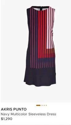 Vestido AKRIS PUNTO Para Mujer US 6 / UK 10 Sin Mangas Rayas Crepé Cambio $1290 Nuevo con Etiquetas Foto 1 de 4