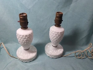 Vintage Milkglass Lamps 9 1/2" Set Of Two Needs New Electrical Cords Very Cute - Picture 1 of 21