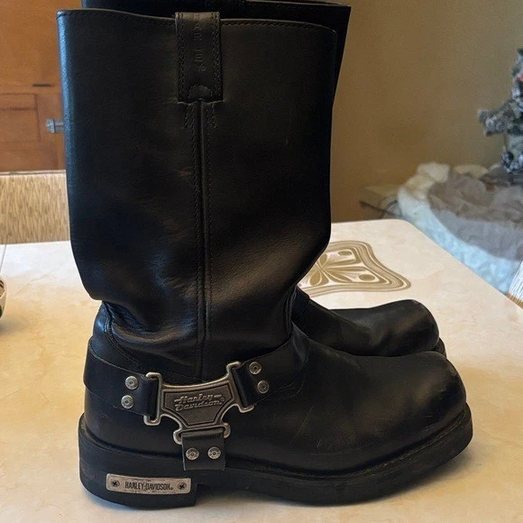 Harley-Davidson Hombres Negro Mega Arnés Cuero Botas de Motocicleta Talla 10.5 Foto 1 de 4