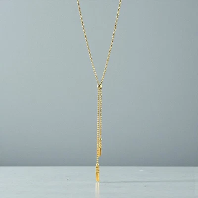 Vintage 14K Yellow Gold Bead Lariat Necklace 3.5 grams - Image 1 of 4