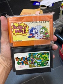 Famicom NES Set 2 Game Bubble bobble Part 1 (IC,Re-printed Label), Part 2 (Glob)