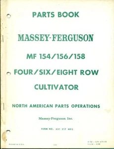 MASSEY FERGUSON PARTS BOOK MF154/156/158 Row Cultivator #651 217 M92 (AE-33) - Picture 1 of 1