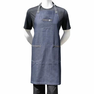 Delantal de babero de mezclilla Chef Code 2 PAQUETE DE 34" con 3 bolsillos CC531DNM - Imagen 1 de 3