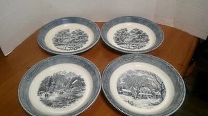 Juego de 4 Royal China Jeanette Currier & Ives Pie Plate 10" Escenas de principios de invierno - Imagen 1 de 10