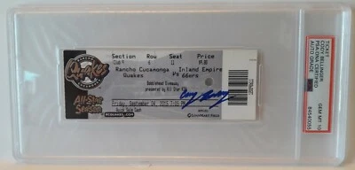 Cody Bellinger Signed Quakes Ticket Stub PSA/DNA Dodgers Baseball MLB ROY - Image 1 of 3