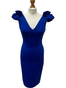 Eliza J Blue Midi Dress Floral Accent Sleeveless UK Size 4 1 RLO001 - Picture 1 of 10
