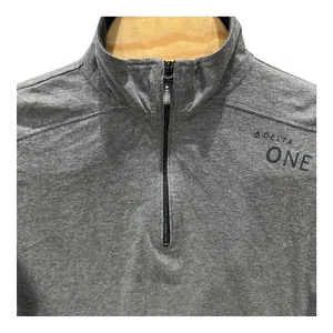 DELTA ONE 1/4 Zip Sweater Mens S/M Gray Poly Cotton Lux Business Class - Picture 1 of 8