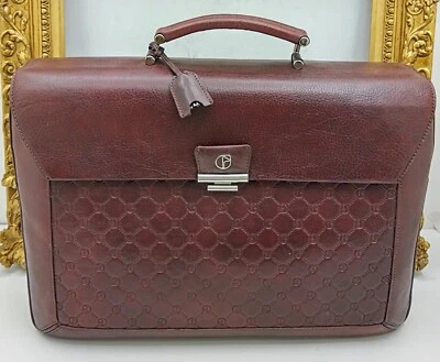 NAZARENO GABRIELLI VALIGETTA CARTELLA BORSA LAVORO PELLE MONOGRAM BORDEAUX - Immagine 1 di 4