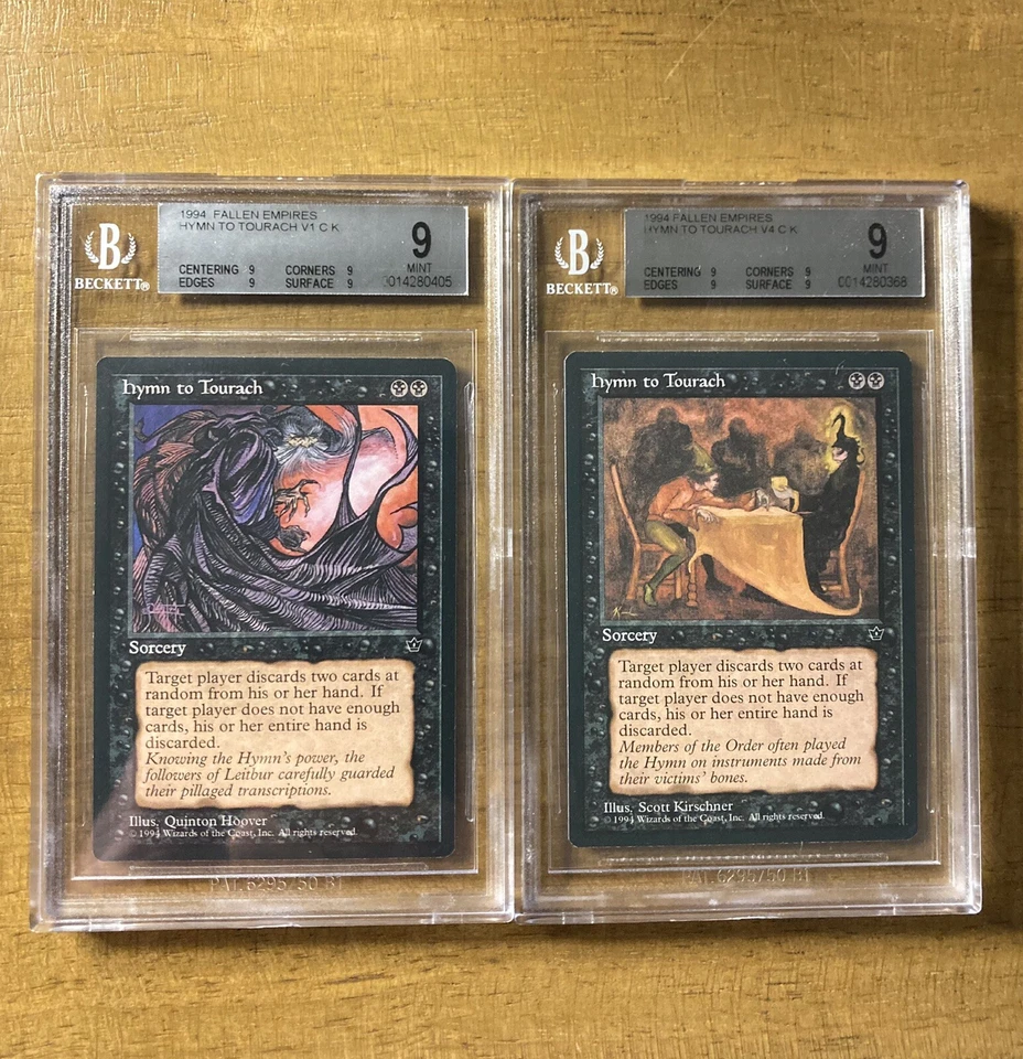 MTG✨HYMN TO TOURACH SET #V1 & V4✨Fallen Empires Both BGS Quad 9’s MINT 1994 Art - Image 1 of 4