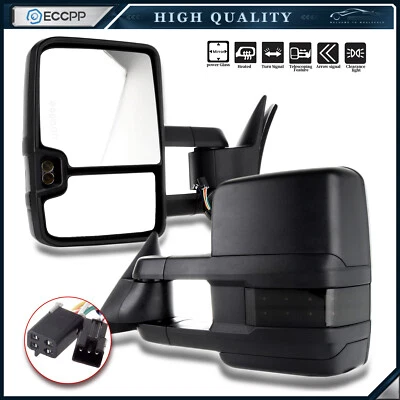 Tow Mirrors For Chevy GMC C/K 1500 2500 3500 LED Signal Lights Power Mirror - Image 1 of 4