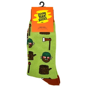 Oooh Yeah Lumber Jack Attack Socks Mens Dress Socks OSFM Size 8-13 Gift Him - Picture 1 of 5