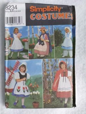 Simplicity 8234 Child's Various  Costume Patterns Size 3,4.5,6   1998 - Image 1 of 2
