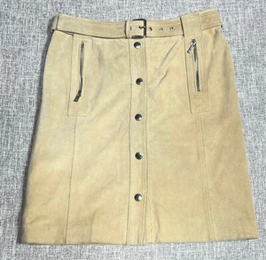 Michael Kors SZ 8 Women’s Genuine Suede Leather Belted Front Snaps skirt - Picture 1 of 6