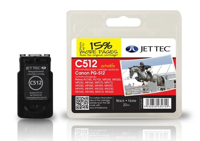 PG-512 Black High Capacity Jettec Ink Cartridge C512 PG512 - Image 1 of 1