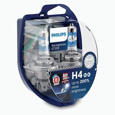 Philips RacingVision GT200 H4 Twin Bulbs 200% Brighter *NEW* 2020 Car Headlights - Image 1 of 4