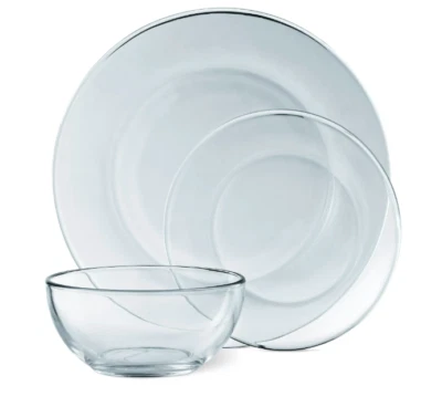 Home Set Mainstays 12-Pieces round Clear Glass Dinnerware Set - Image 1 of 4