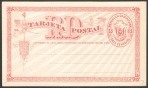 (AOP) Dominicana 3c red postal card unused - Picture 1 of 2