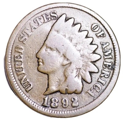 1892 Indian Head Cent Penny “Best Value On EBay” FAST FREE SHIPPING! - Image 1 of 4