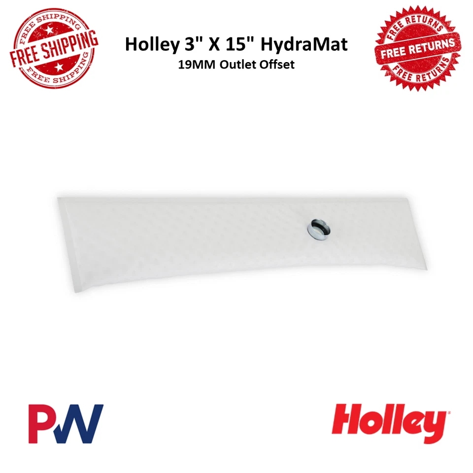 Recogida de tanque de combustible Holley 3" x 15" HydraMat rectangular 19 mm salida desplazada 19 micras Foto 1 de 4