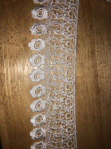 Venice Lace Trim Cored,Ivory,4” Embroidered Venice Lace Guipure Trim by Yard ! - Picture 1 of 5