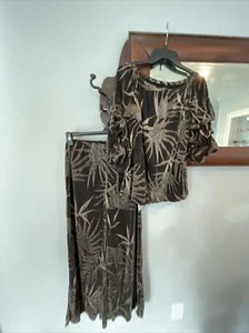 MSK Black and gold metallic top and pants Outfit set size small - Picture 1 of 10