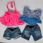 Build A Bear 4 Piece Clothing Pink Halter Justice Blue Lace Shirt Denim Shorts